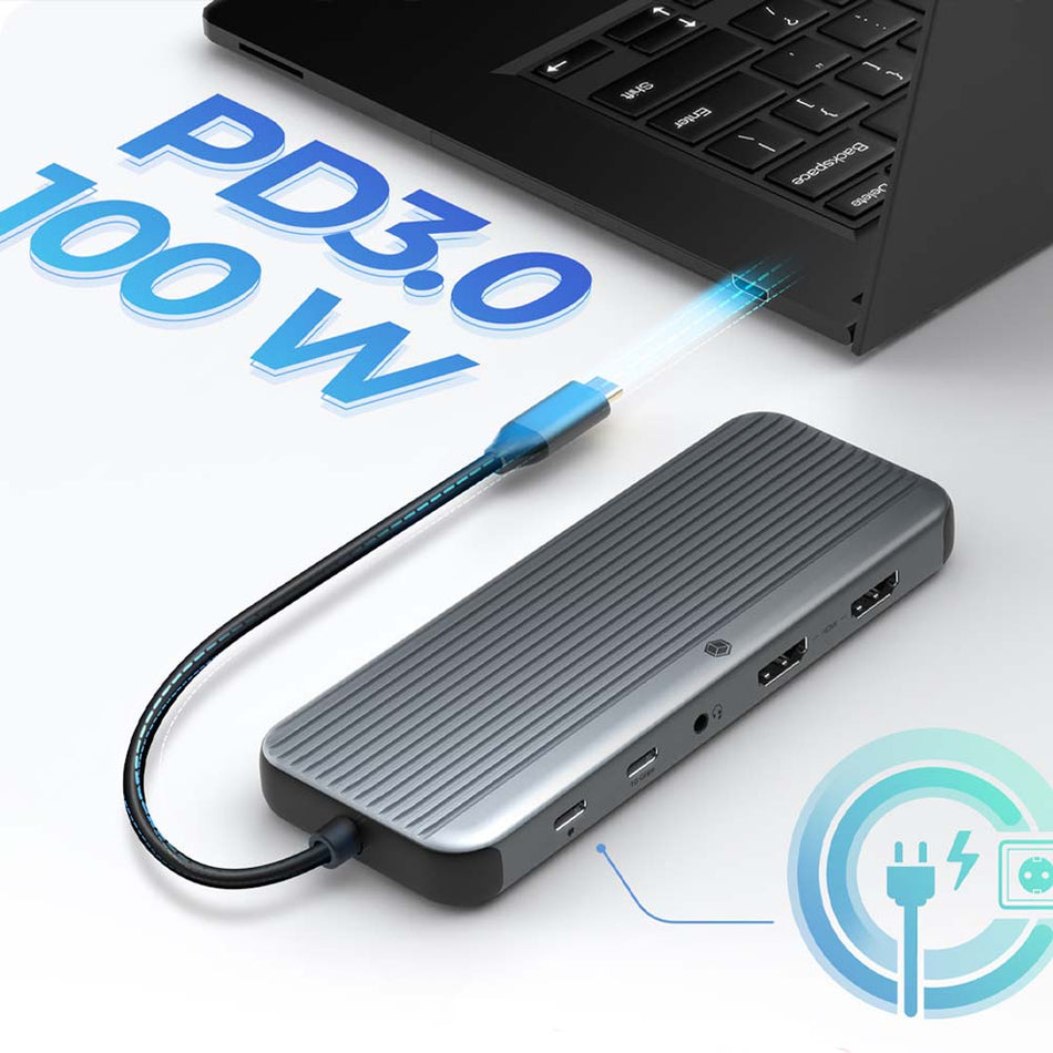 Icy Box 12 In 1 Type C Mobile Docking Station With Triple Video Output