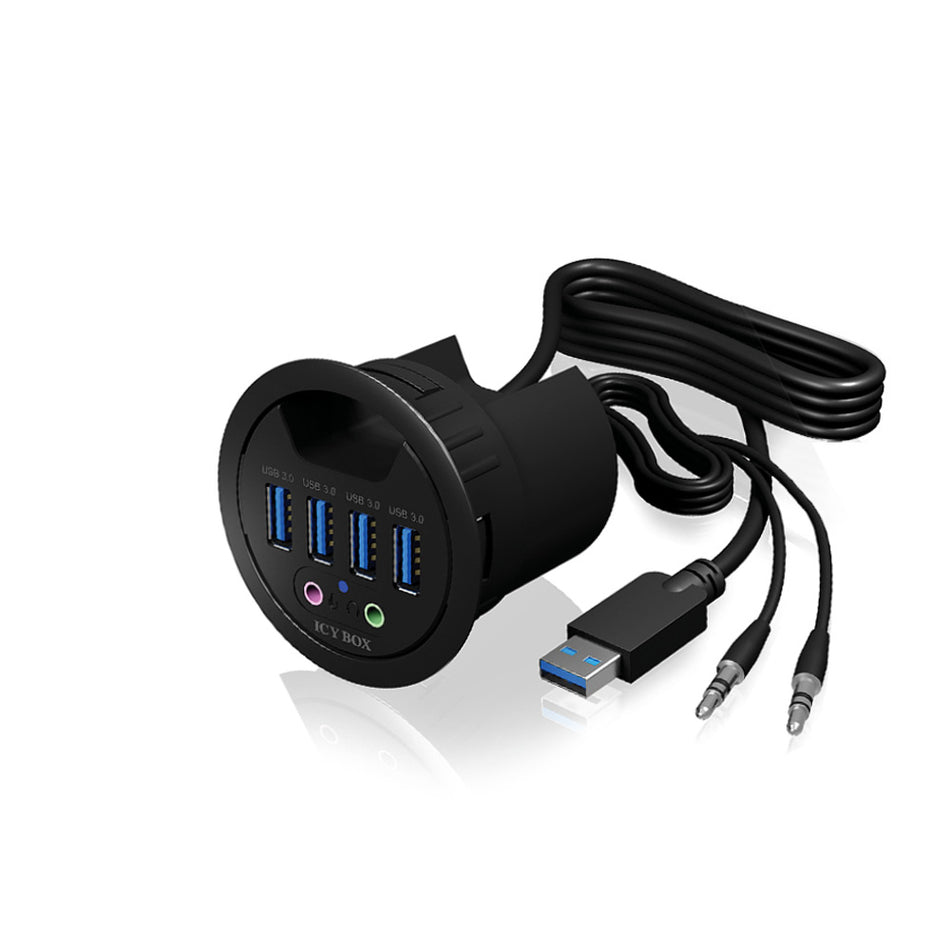 Icy Box 4 Port Usb3.2 Desk Hub With Audio In/Output