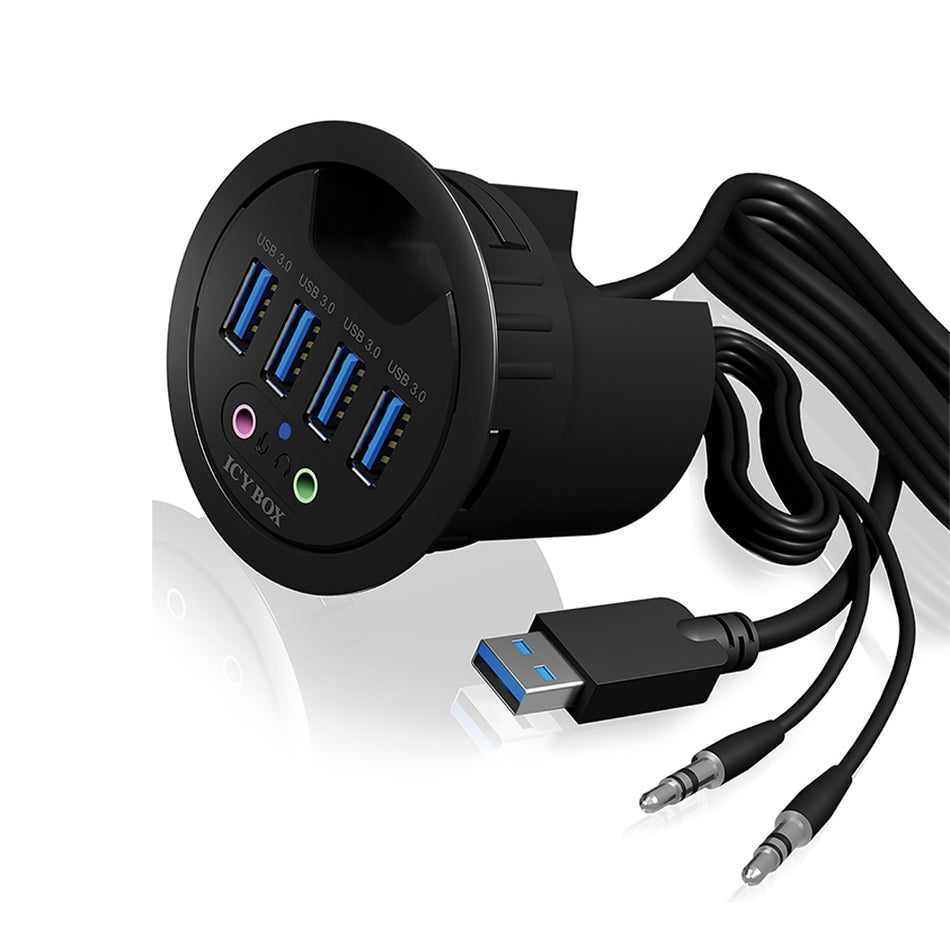 Icy Box 4 Port Usb3.2 Desk Hub With Audio In/Output