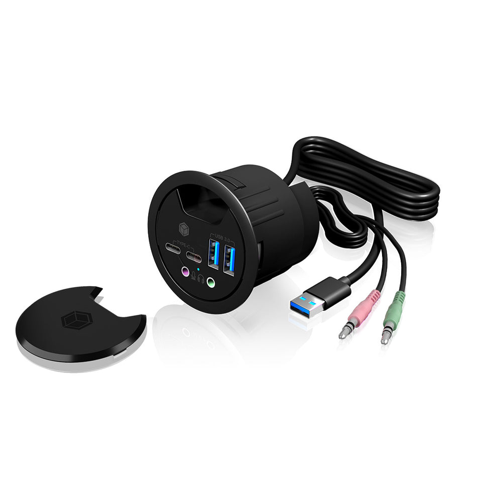 Icy Box 4 Port Usb 3.2 Desk Hub With Audio In/Out Ports