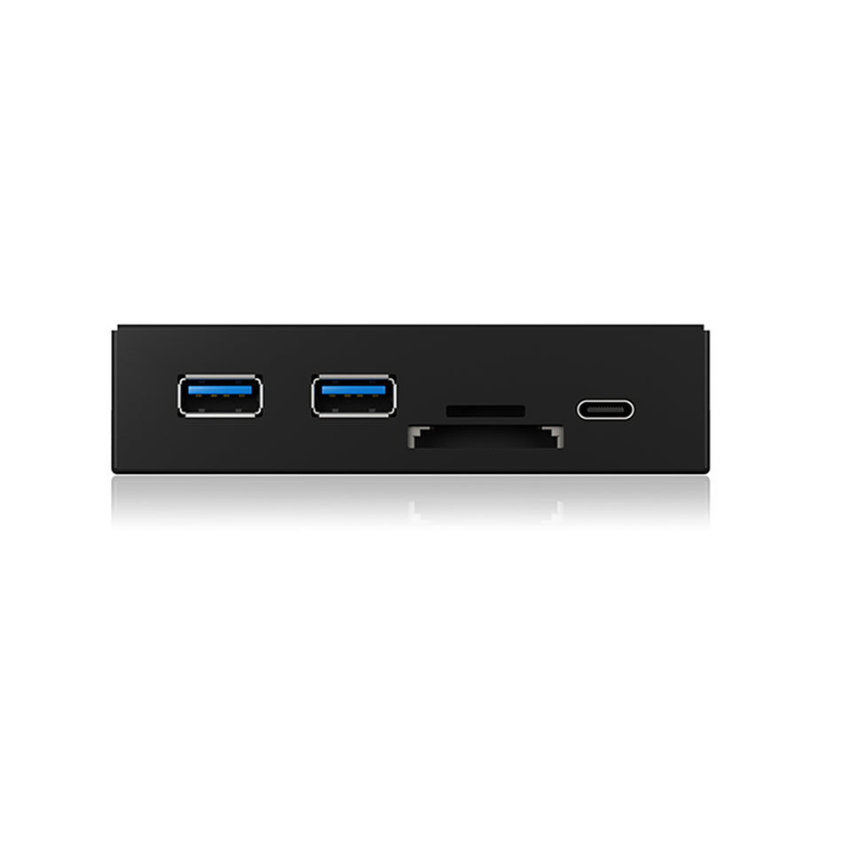 Icy Box Front Panel 4 Port Usb3.2 Hub And Card Reader Black