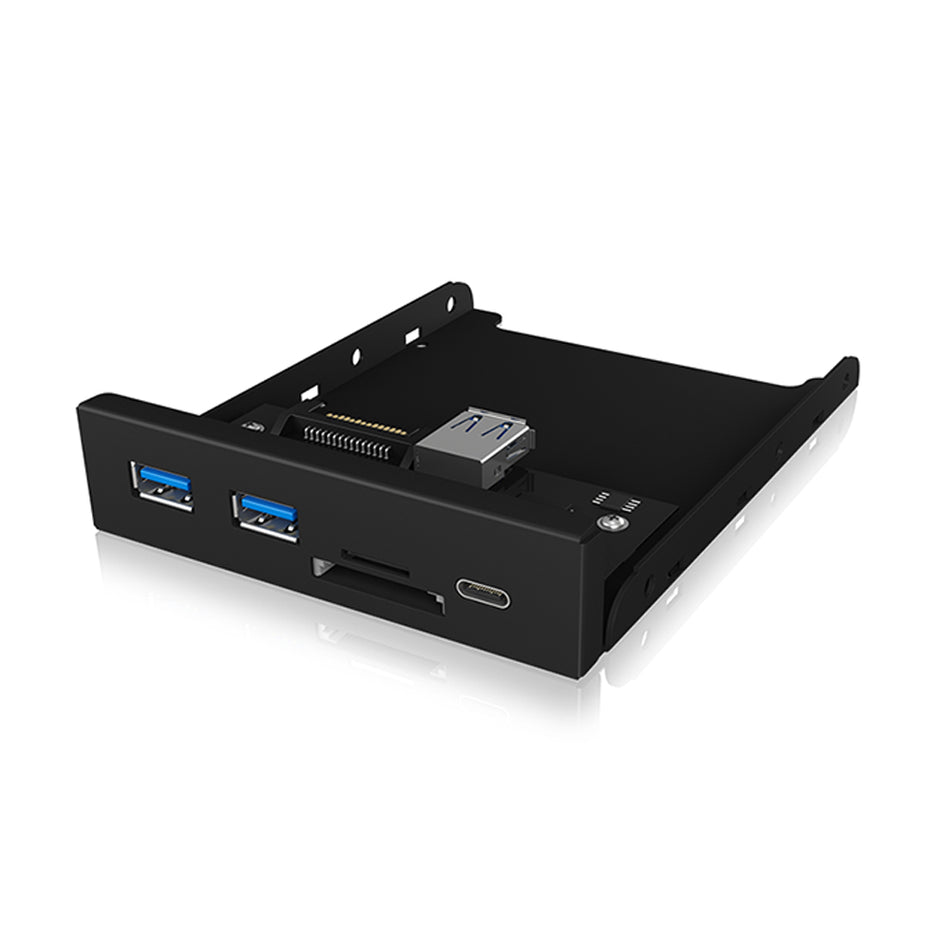 Icy Box Front Panel 4 Port Usb3.2 Hub And Card Reader Black