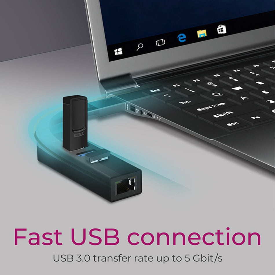 Icy Box 4 Port Usb 3.2 Hub And Gigabit Lan Adapter