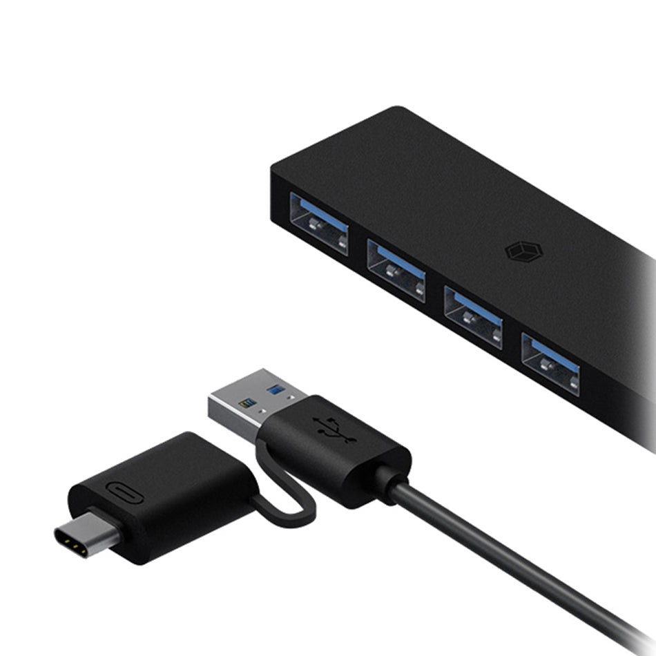 Icy Box 4 Port Hub Dual Conenction Usb/Type C 3.2