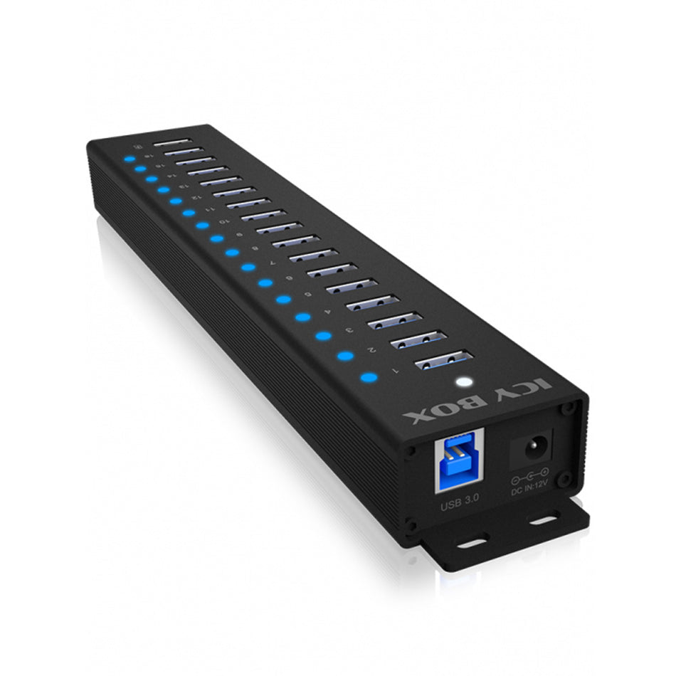 Icy Box 17 Port Usb 3.2 Hub Black
