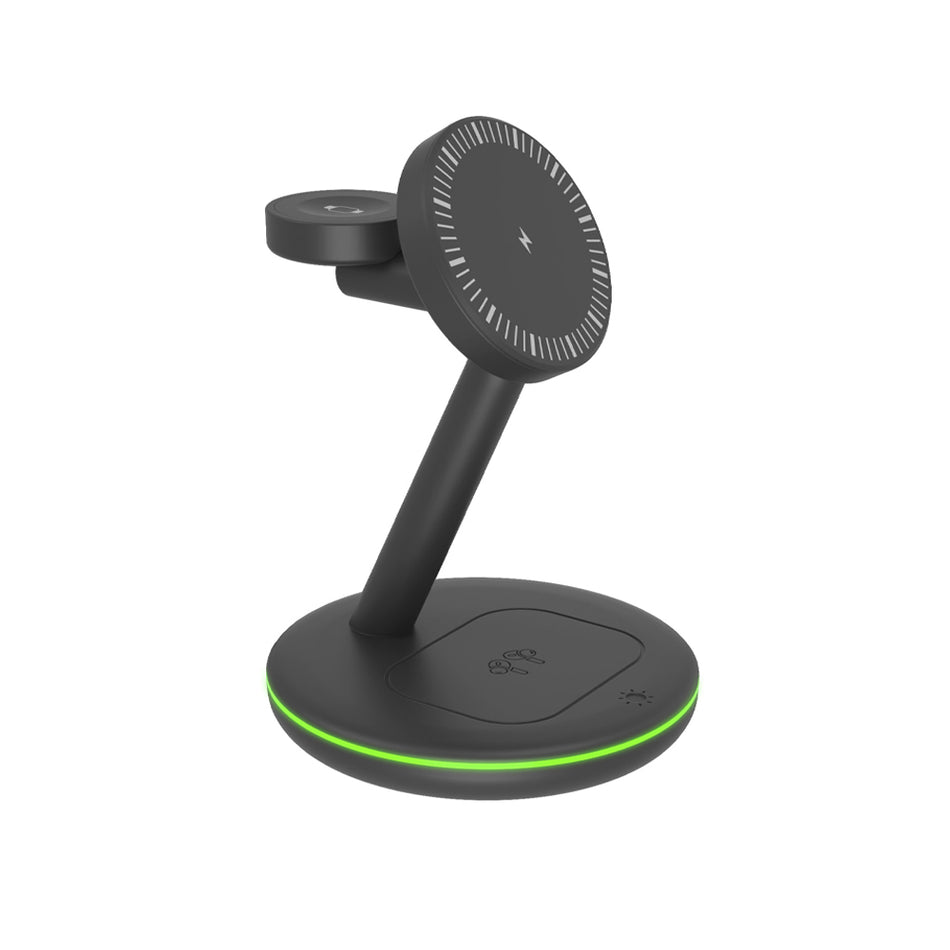 Icy Box 3 In 1 Wireless Charging Stand For Smartphones, Smartwatch & Earphones Anthracite