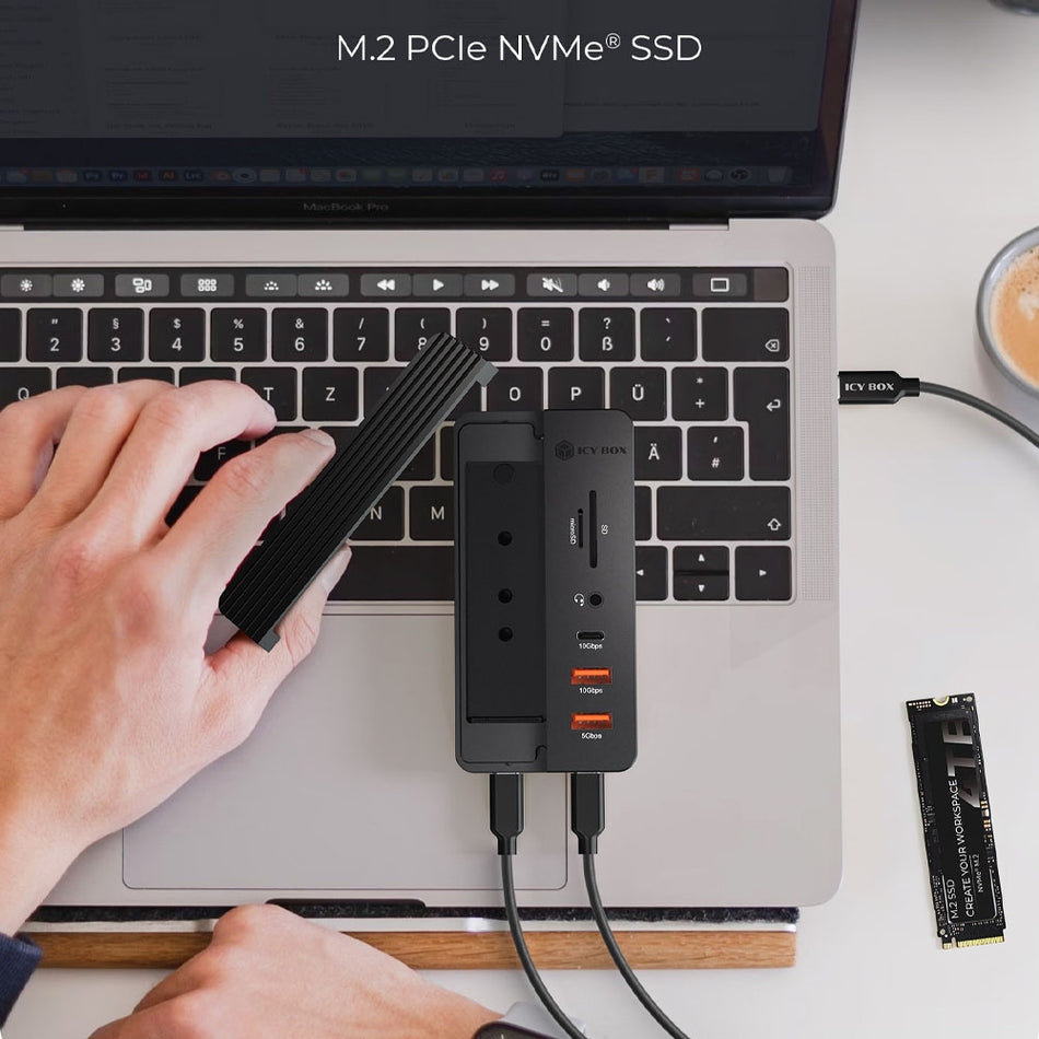 Icy Box 10 In 1 Docking Station With M.2 Nv Me Ssd Bay Black