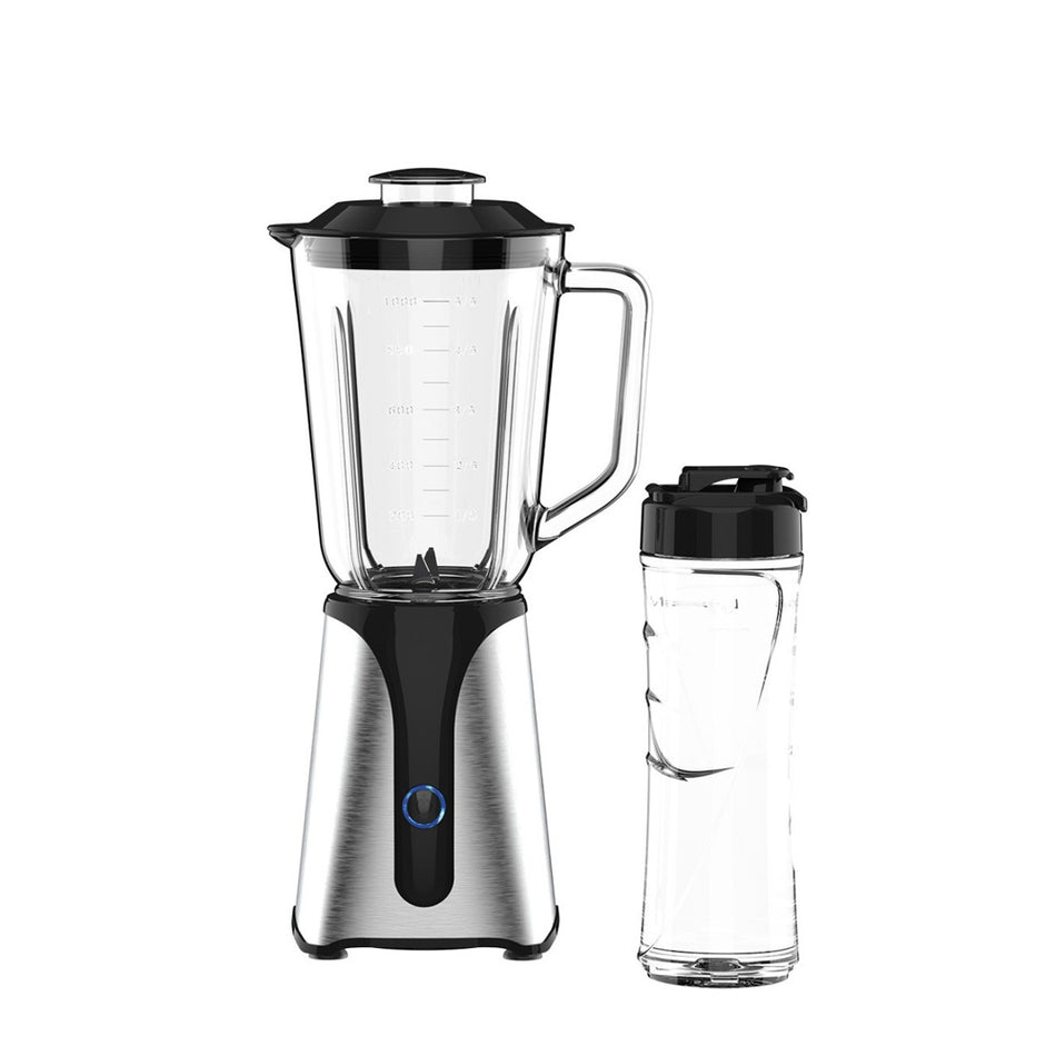 Mixeur en verre Jocca avec verseuse en cristal et bouteille en acier inoxydable 350 W