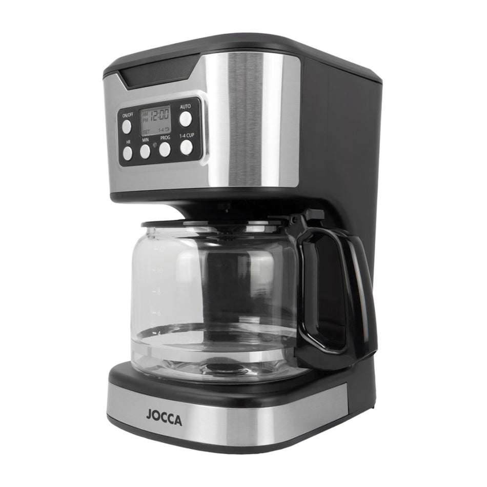 Jocca Digital Drip Coffee Machine 1.5 L With Glass Jug And Timer Silver/Black