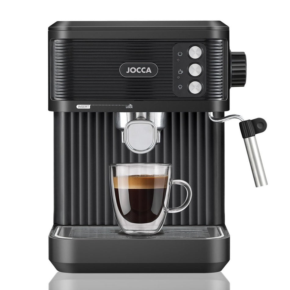 Machine à expresso Jocca 20 bars avec buse vapeur et réservoir d'eau de 1,8 litre Noir