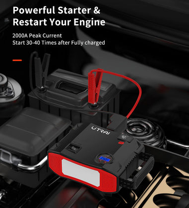 UTRAI εκκινητής μπαταρίας/συμπιεστής αέρος Jstar 5 με φακό, 12V/2000A, 24000mAh