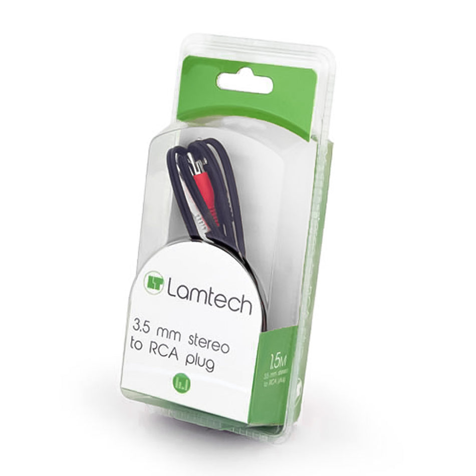 Lamtech 3,5 Mm Stereo To Rca Plug Cable 1,5 M Retail Pack