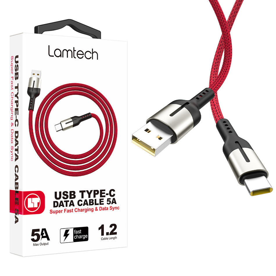 Lamtech Usb Type C Data Cable 5 A 1,2 M Red