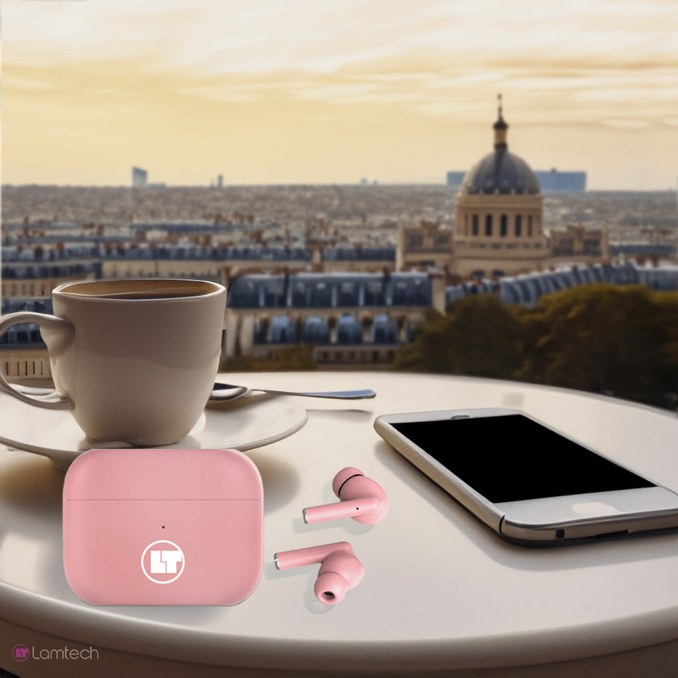 Lamtech Bluetooth 5.0 Tws Earphones With Charging Dock Pink