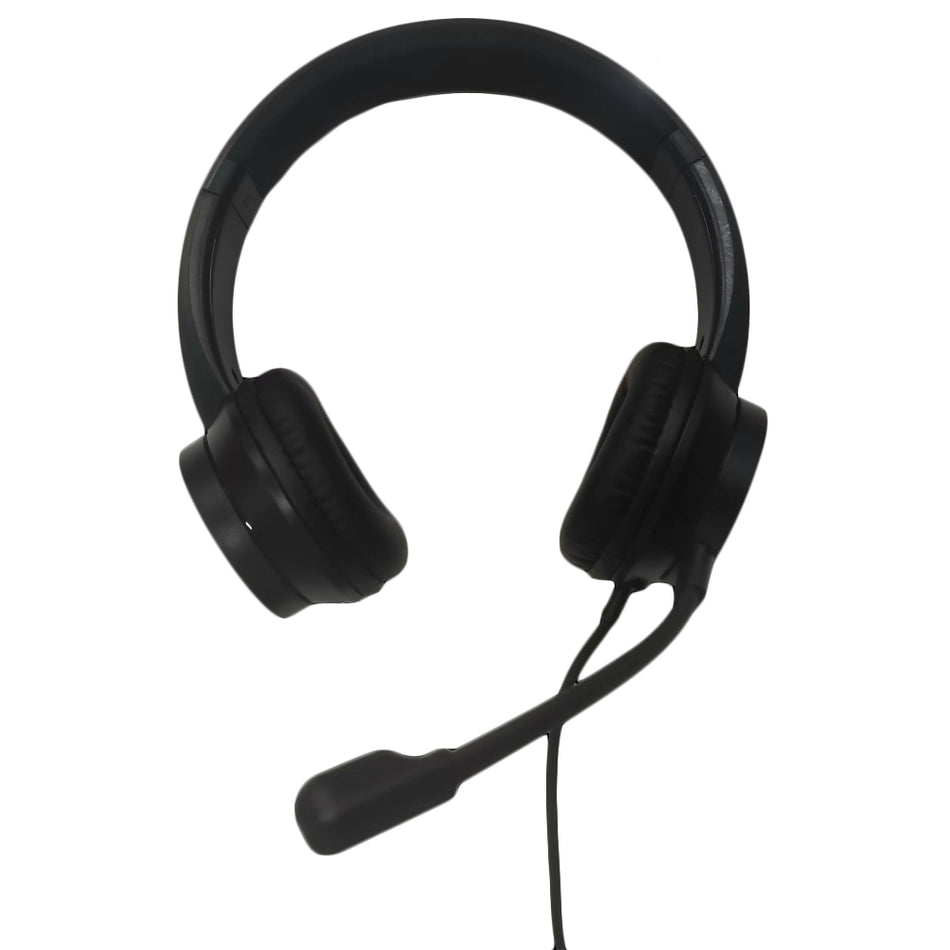 LAMTECH USB STEREO HEADPHONE WITH MIC NOISE CANCELLING BLACK REFURBISHED