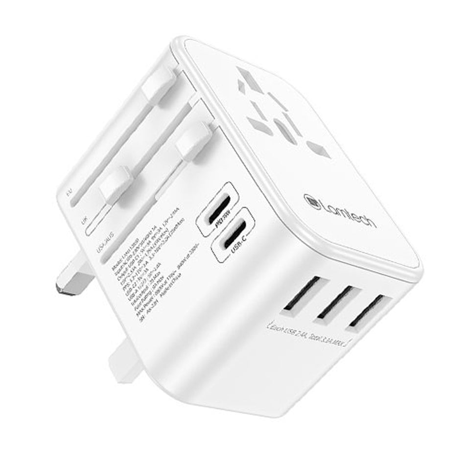 Lamtech Universal Travel Adapter With 3x Usb + 2x Type C Outputs 35 W