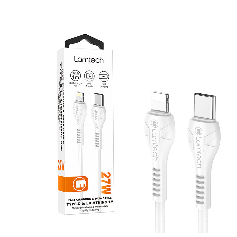 Lamtech Fast Charging And Data Cable Type C To Lightning 1 M 27 W White