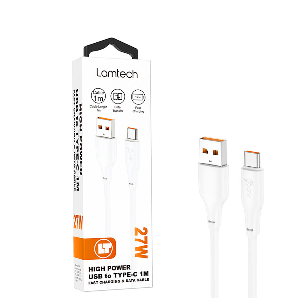 Lamtech High Power Cable Usb To Type C 1 M 27 W White