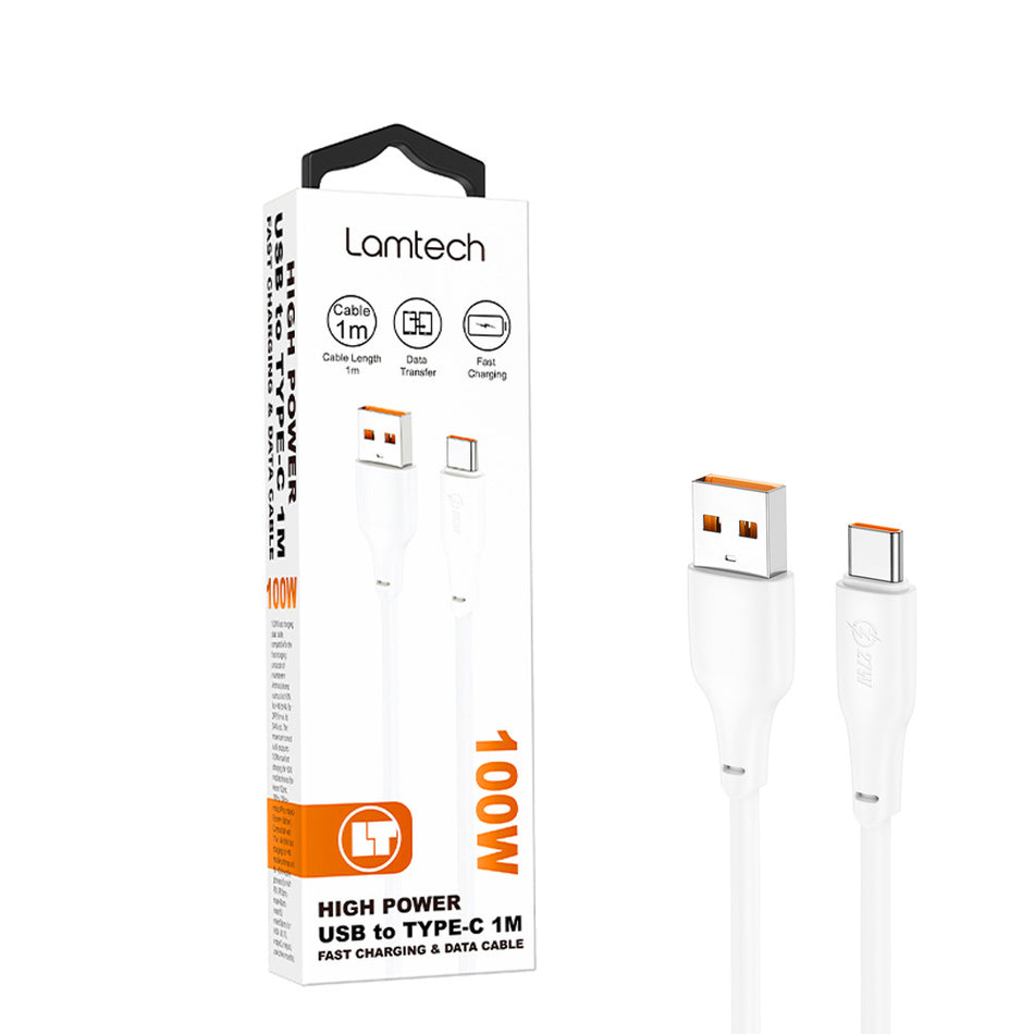 Lamtech High Power Cable Usb To Type C 1 M 100 W White