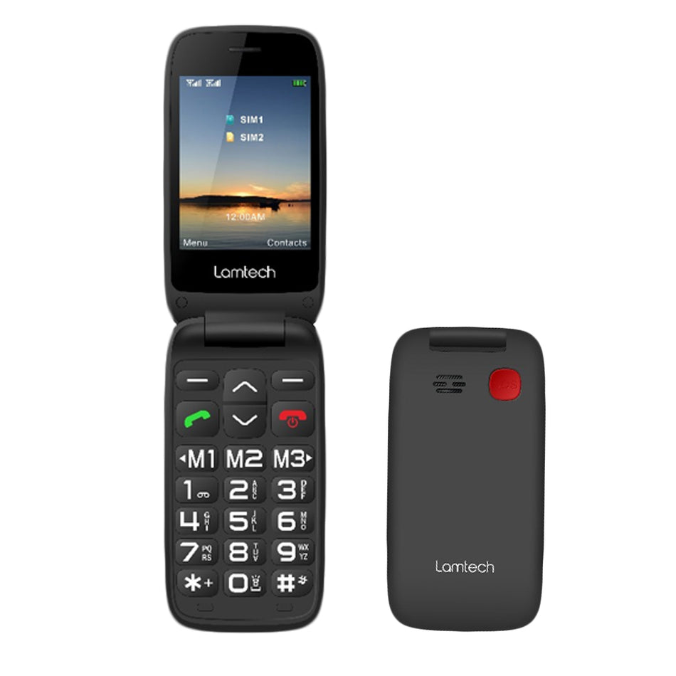 Lamtech Flip Phone Black 2.8' Display With Bt, Fm Radio, Sos, 1400 M Ah, Gr Menu Flip X
