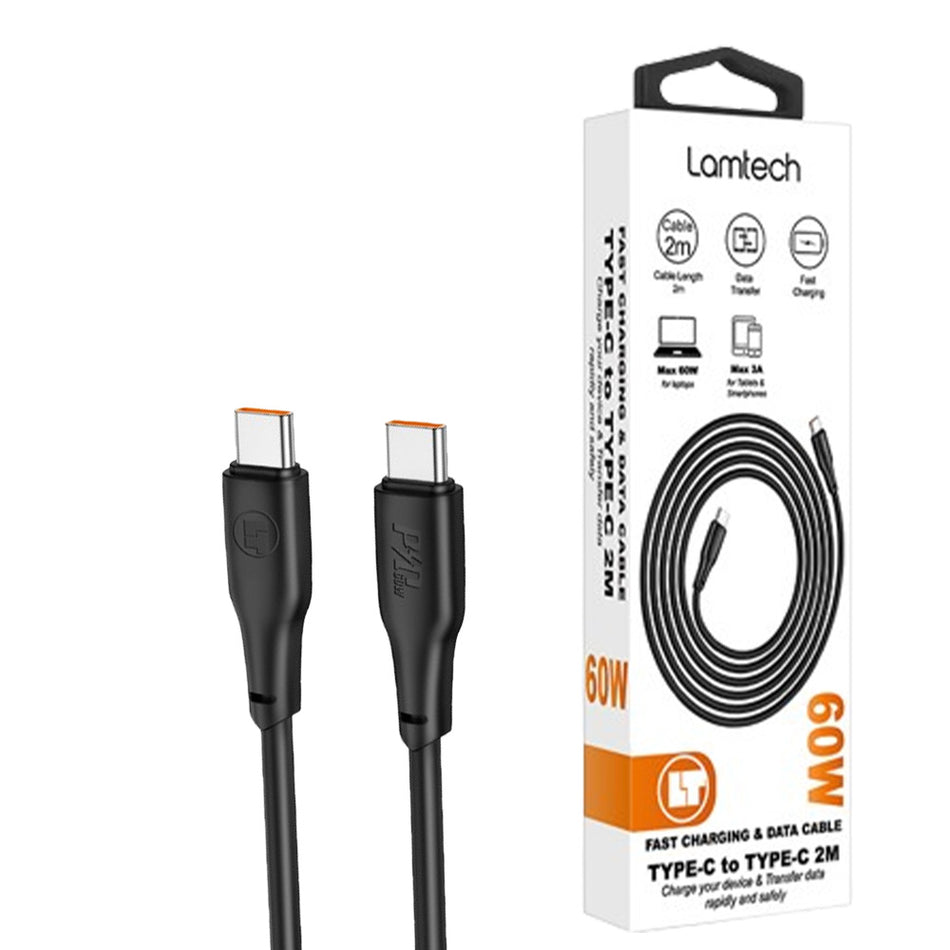 Lamtech Charge And Data Cable Type C To Type C 60 W 2 M Black