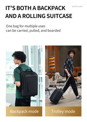 ARCTIC HUNTER τσάντα ταξιδίου LG00657-1 με θήκη laptop 15.6", τροχήλατη, 27L, μαύρη