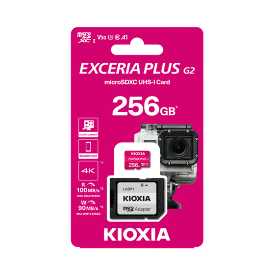 Kioxia 4 K Micro Sd Gen2 256 Gb Exceria Plus Uhs I U3 With Adapter