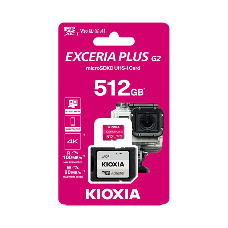 Kioxia 4 K Micro Sd Gen2 512 Gb Exceria Plus Uhs I U3 With Adapter
