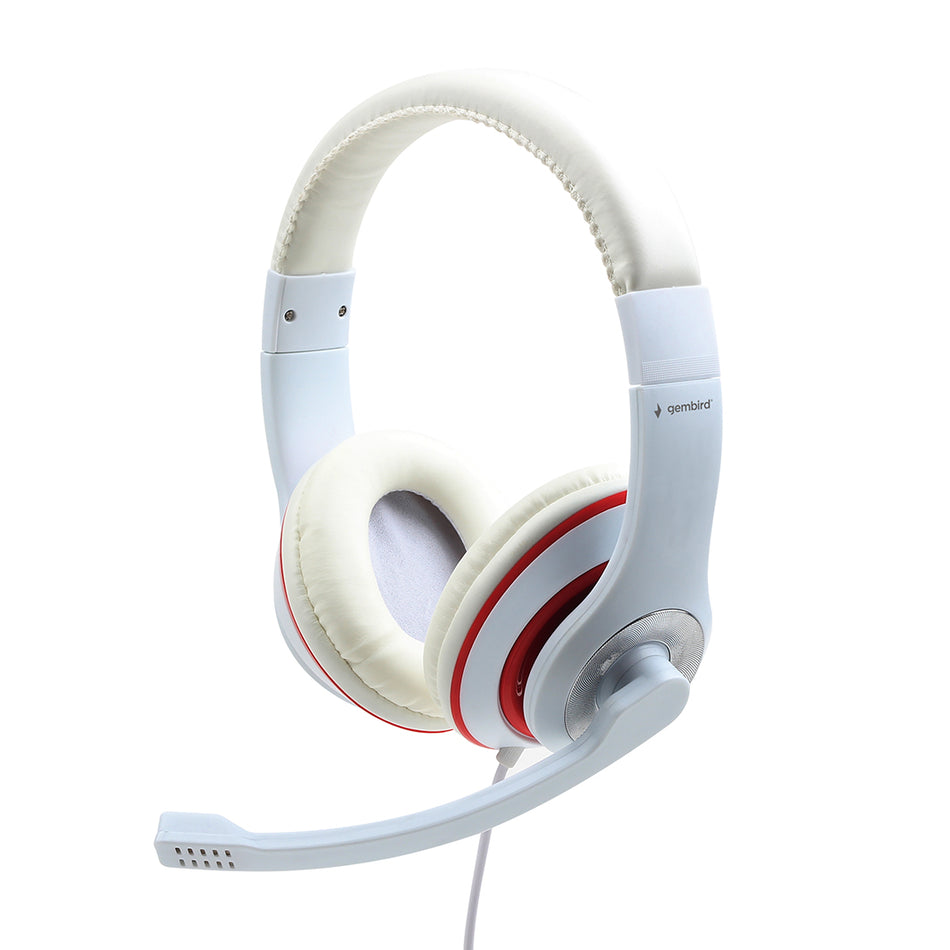 Gembird Jack Stereo Headset White With Red Ring