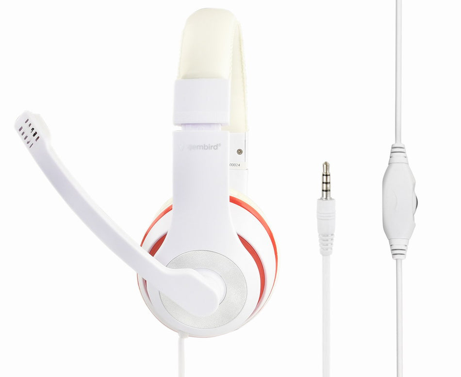Gembird Jack Stereo Headset White With Red Ring