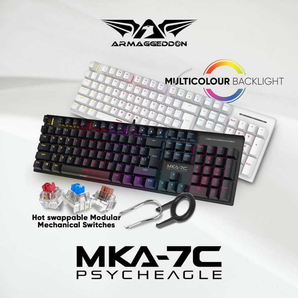 Armaggeddon Mechanical Hot Swap Keyboard 12 Fx Backlight Blue Switch Mka 7 C 2024 Black Clicky