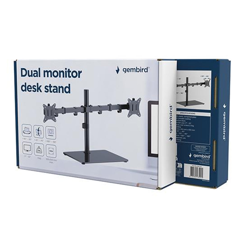 Gembird Dual Monitor Desk Stand (Rotate, Tilt, Swivel), 17' 32' Max Vesa 100 X100