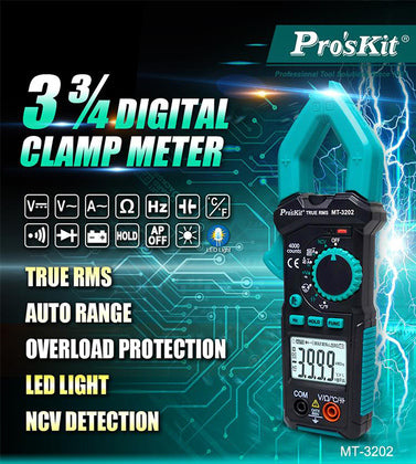 PROSKIT ψηφιακή αμπεροτσιμπίδα MT-3202, 600A AC, NCV, True RMS