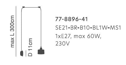 SE21-BR-10-BL1W-MS1  MAGNUM BRONZE Black Metal Shade Wall Lamp+