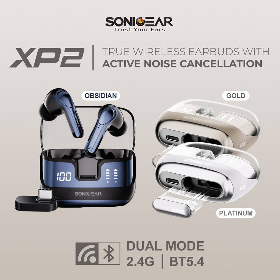 Sonicgear Dual Mode 2.4 G/Bt5.4 Superior 4 Mics Anc/Enc Earpump Xp2 Gold