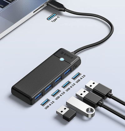 ORICO USB hub PAPW4A-C3, 4x θυρών, 5Gbps, USB-C σύνδεση, μαύρο