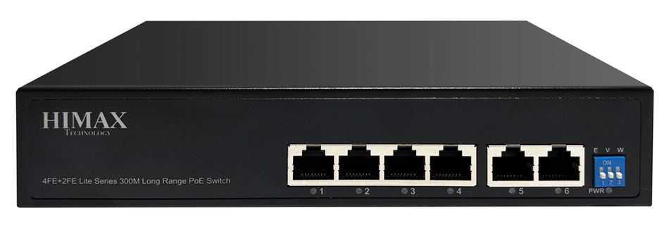 HIMAX PoE switch PS1402E-L, 4x Ethernet PoE & 2x Ethernet θύρες, έως 100Mbps