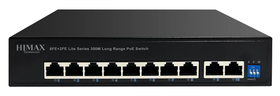 HIMAX PoE switch PS1802E-L, 8x Ethernet PoE & 2x Ethernet θύρες, έως 100Mbps