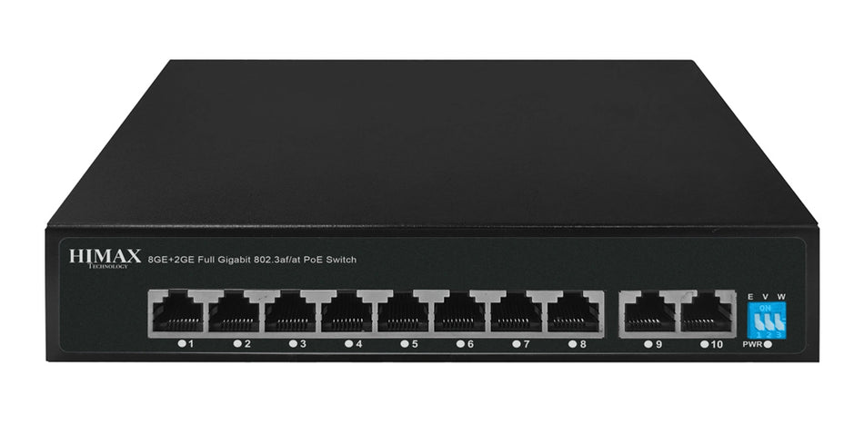 HIMAX PoE switch PS1802G, 8x Ethernet PoE & 2x Ethernet θύρες, έως 1000Mbps