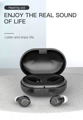 POWERTECH ακουστικά βαρηκοΐας PT-1247 με θήκη, επαναφορτιζόμενα, μαύρα