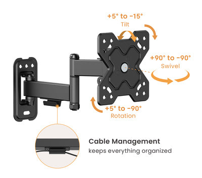 POWERTECH επιτοίχια βάση PT-1278 για τηλεόραση 13-32", full motion, 20kg