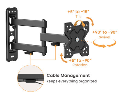 POWERTECH επιτοίχια βάση PT-1279 για τηλεόραση 13-32", full motion, 20kg