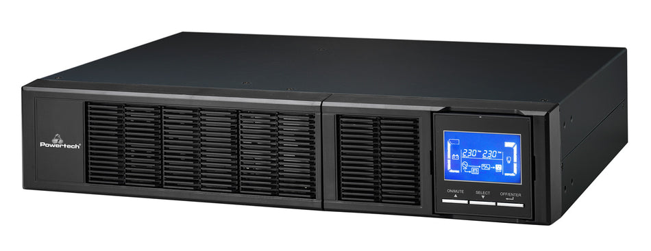 POWERTECH UPS On Line PT-1358 για rack 2U, με οθόνη, 2000VA/1800W, 3x Schuko output
