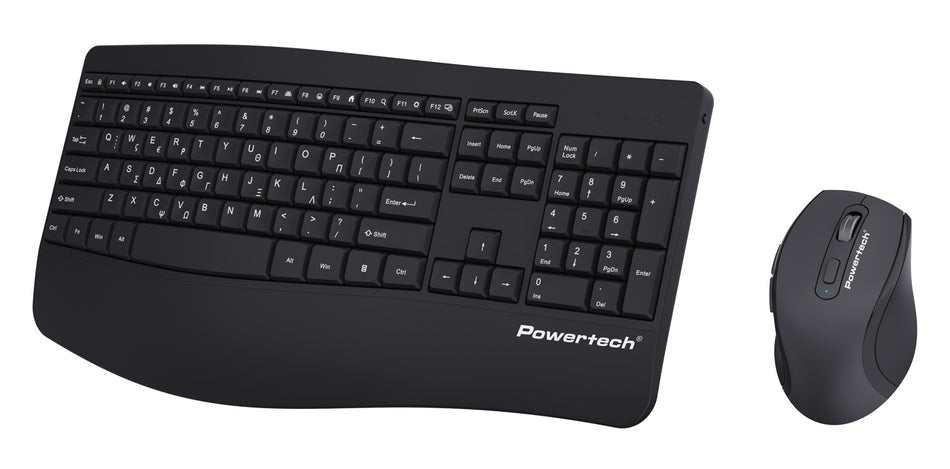 POWERTECH set ποντίκι & πληκτρολόγιο PT-1490, 2.4GHz & Bluetooth, μαύρο