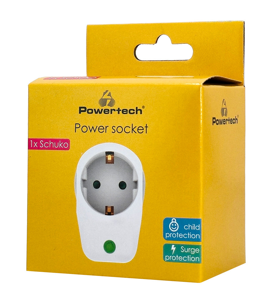 POWERTECH αντάπτορας ρεύματος PT-996, 1 θέση schuko, 16A, 3680W, λευκός