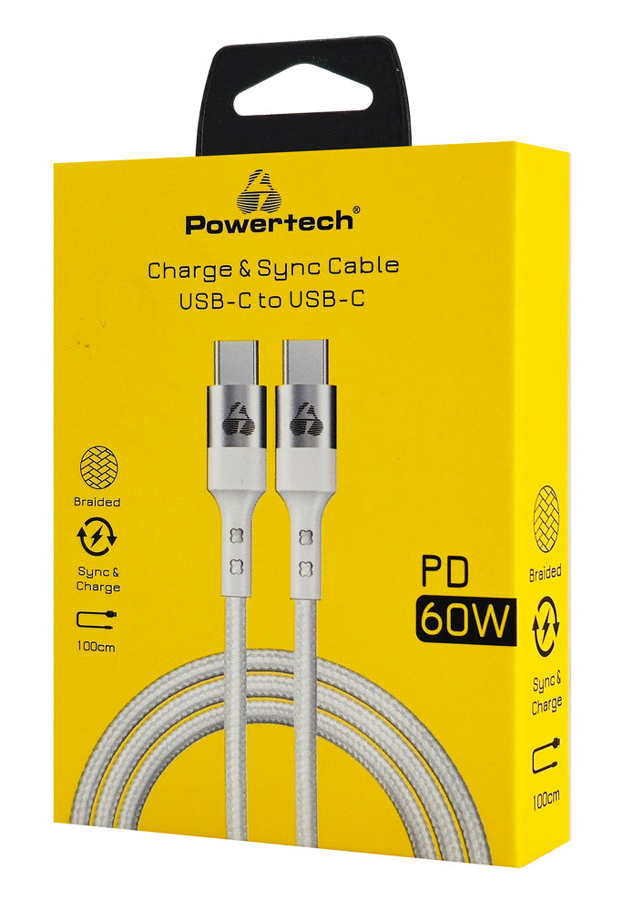 POWERTECH καλώδιο USB-C σε USB-C PTR-0167, PD 60W, copper, 1m, λευκό