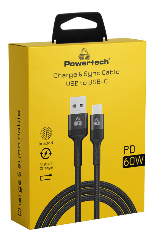 POWERTECH καλώδιο USB-C σε USB PTR-0169, PD 60W, copper, 1.5m, μαύρο