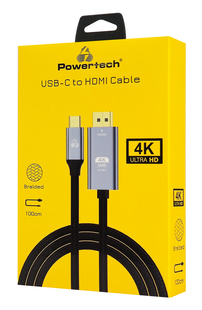 POWERTECH καλώδιο USB-C σε HDMI PTR-0171, 4K/60Hz, 10.2 Gbps, 1m, μαύρο