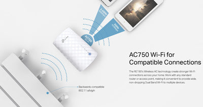 TP-LINK AC750 Wi-Fi Range Extender RE190, dual band, Ver. 4.0