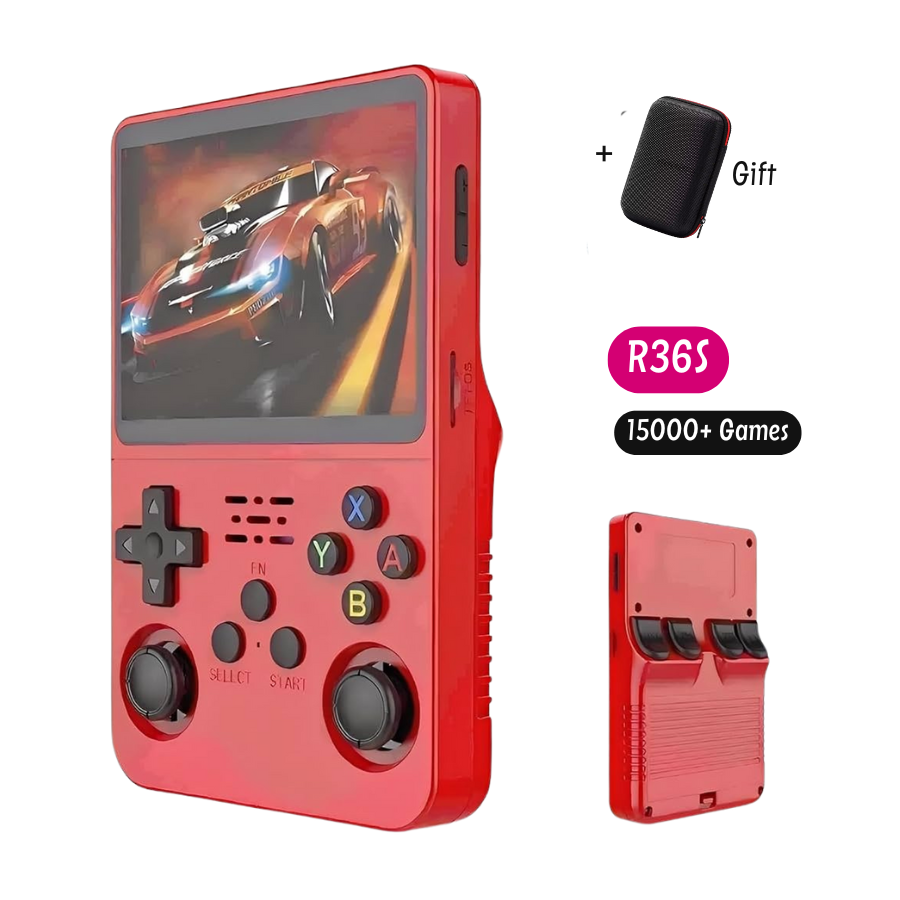 Retro Dual Chip Φορητή Κονσόλα R36S, 64GB 15.000 Παιχνίδια, Οθόνη IPS 3.5", ArKOS 2.0, Κόκκινο